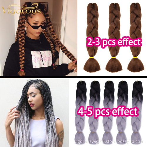 Vigorous Free Sample 24inch Synthetic Jumbo Braiding Hair Long Braid Hairpieces Ombre Crochet Braids Extensions for Black Women